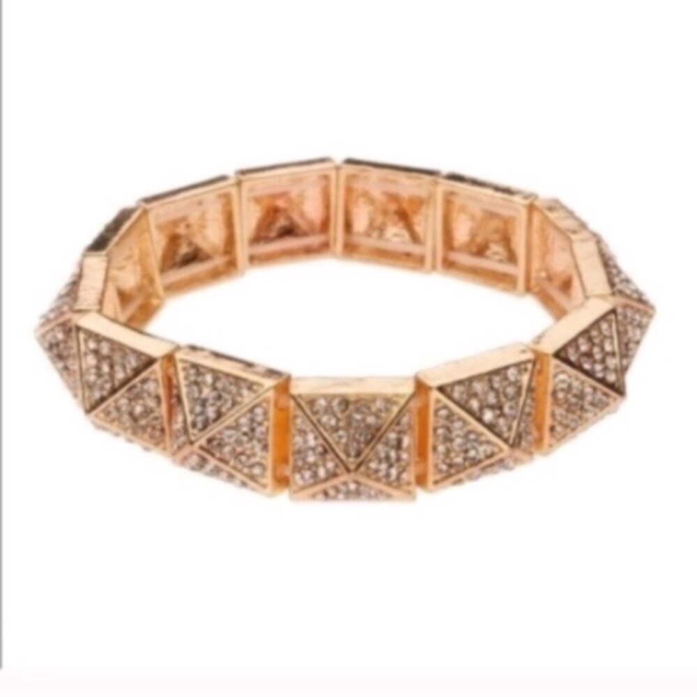 Pyramid Pave Rhinestone Gold Tone Bracelet NEW